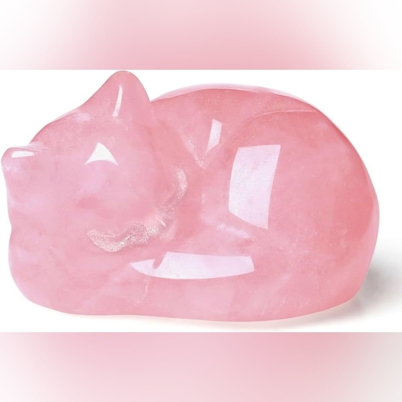 Other - Rose Quartz Sleeping Cat Sculpture